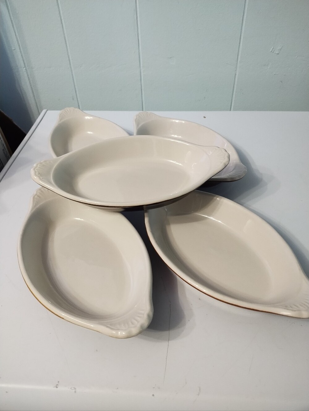 5 Vintage Hall China Au Gratin Ceramic Oval Baking Dishes